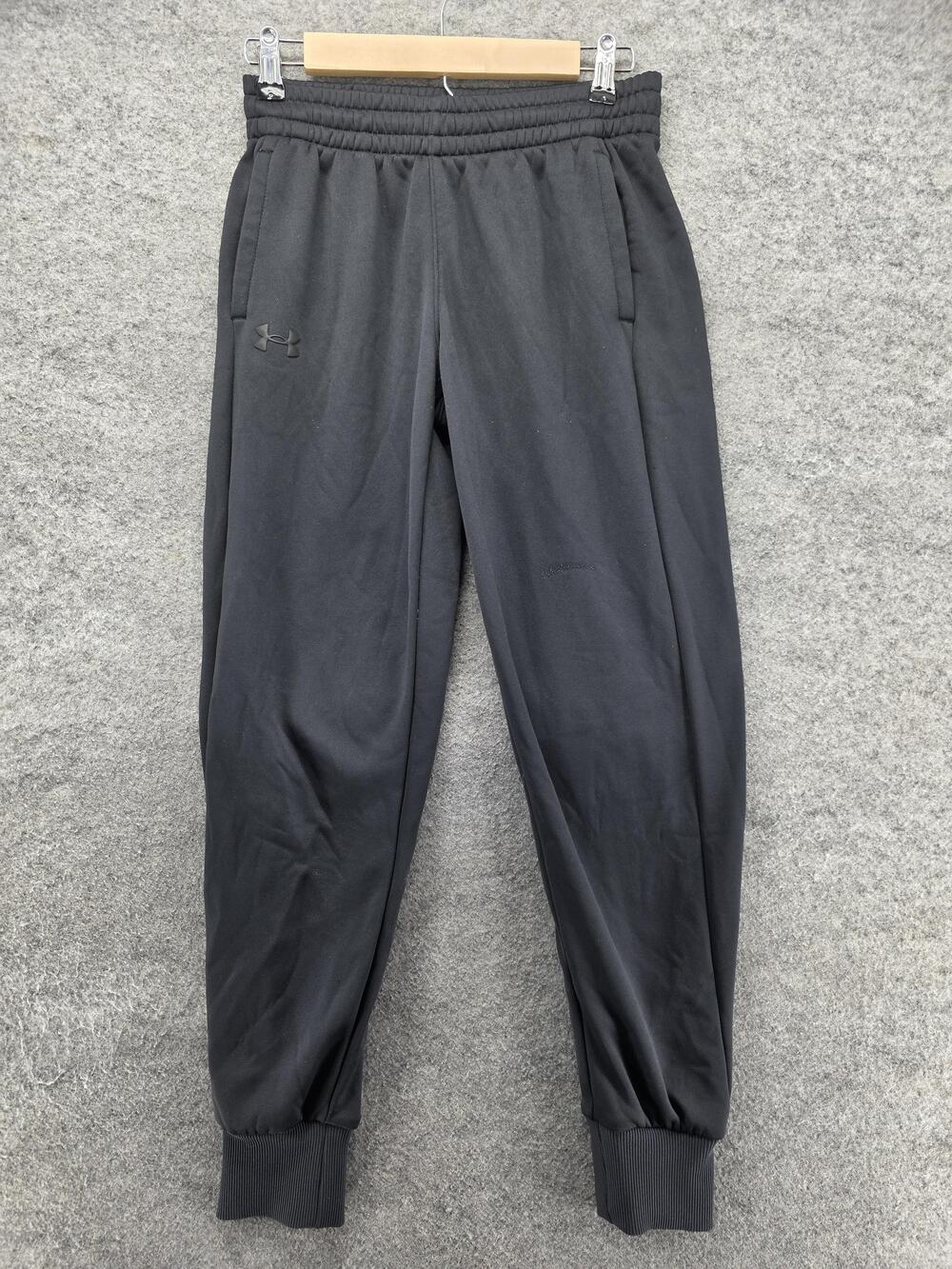 Under Armour Pants Mens XS Black Jogger Fleece Elastic Waist Pockets Ribbed